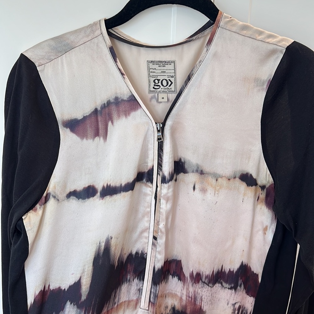 Go By Go Silk Zippy Redux Blouse Top Size M - image 8